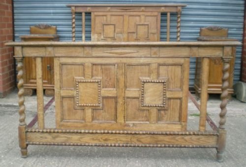 Carved Oak Jacobean Style Double Bed
